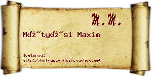 Mátyási Maxim névjegykártya